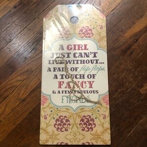 Danielson Design Wood Tag Girls Wall Sign Purple Pink Green